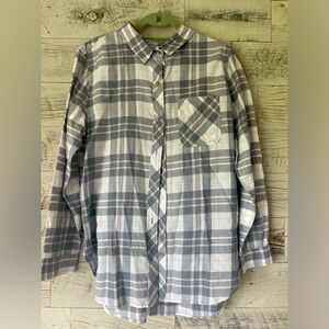 Athleta Women’s Plaid Lightweight Button Down Tunic Shirt. Large. Plaid